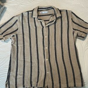 Zara woven striped button up